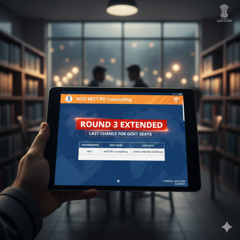 MCC NEET PG Counselling 2026: Round 3 Choice Filling Extended – Your Last Chance for Govt PG Seats!