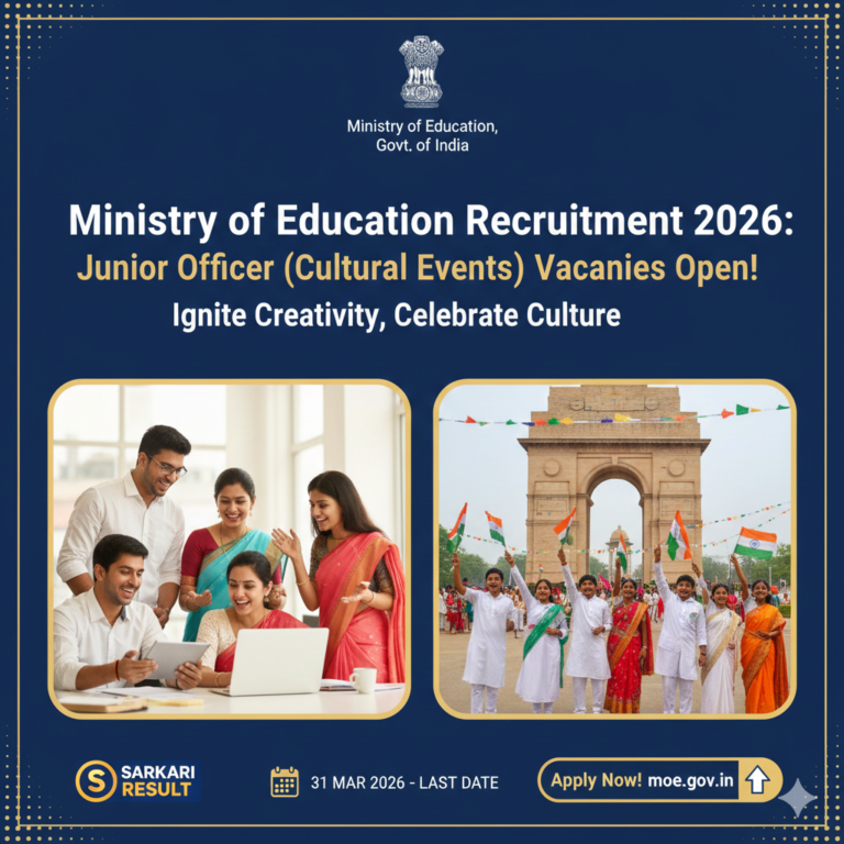 Ministry of Education Recruitment 2026: Junior Officer (Cultural Events) Vacancies Open – Apply Now