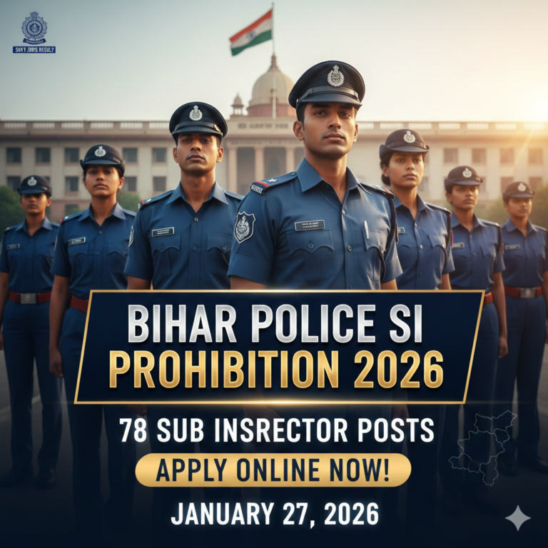 Bihar Police SI Prohibition Recruitment 2026: Apply Online for 78 Sub Inspector Posts!