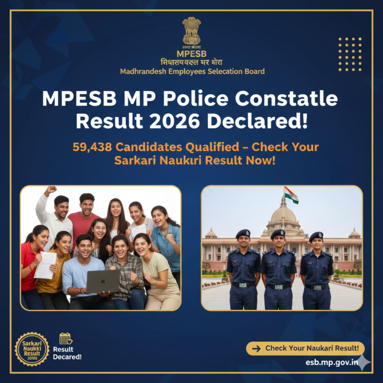 MPESB MP Police Constable Result 2026 Declared: 59,438 Candidates Qualified – Check Your Sarkari Result Now!