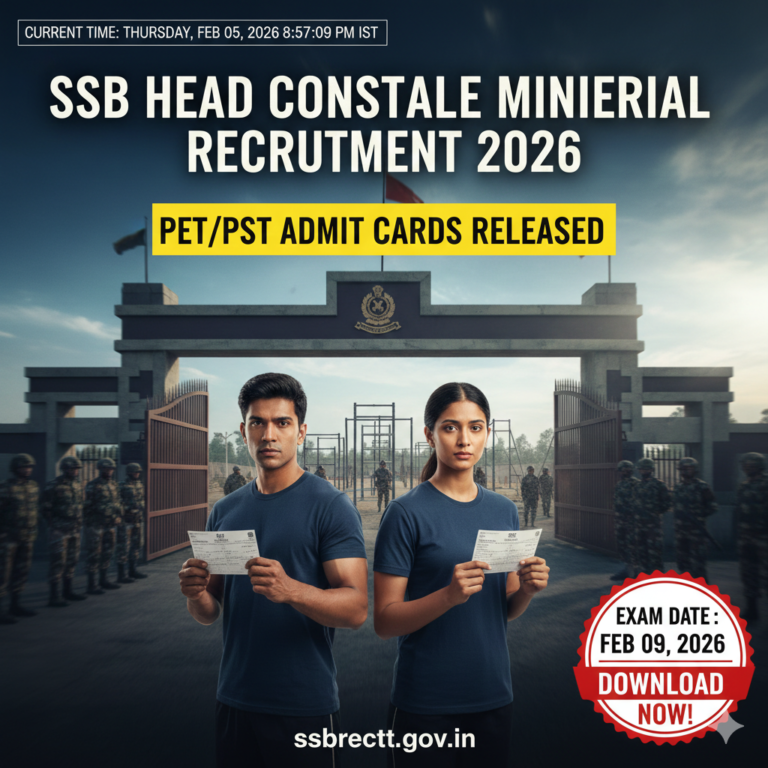 SSB HC Ministerial Recruitment 2026: PET/PST Admit Cards Released – Download Now!