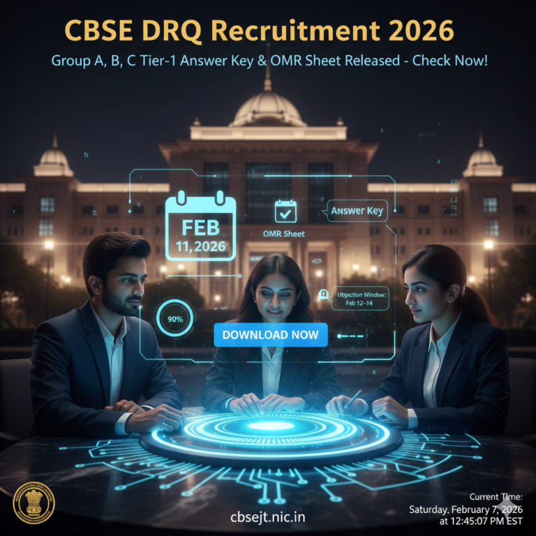 CBSE DRQ Recruitment 2026: Group A, B, C Tier-1 Answer Key & OMR Sheet Released – Check Now!