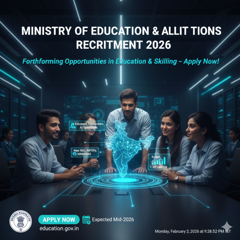Ministry of Education & Allied Institutions Recruitment 2026: Forthcoming Opportunities in Education & Skilling – Apply Now!