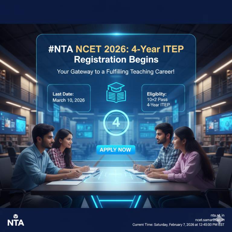 NTA NCET 2026: 4-Year ITEP Registration Begins – Your Gateway to Teaching!