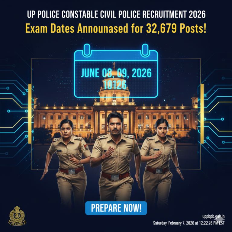 UP Police Constable Civil Police Recruitment 2026: Exam Dates Announced for 32,679 Posts!