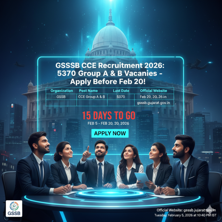 GSSSB CCE Recruitment 2026: 5370 Group A & B Vacancies – Apply Before Feb 20!