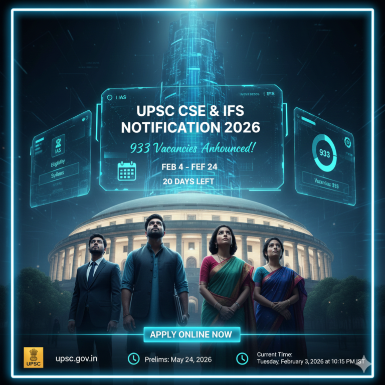 UPSC CSE & IFS Notification 2026: 933 Vacancies Announced – Apply Before Feb 24!