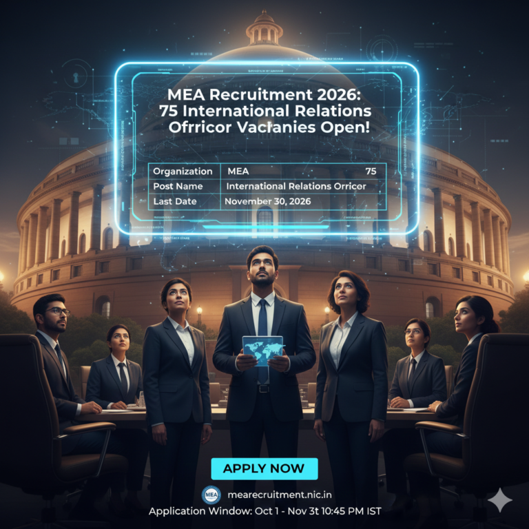 MEA Recruitment 2026: 75 International Relations Officer Vacancies Open – Apply Now