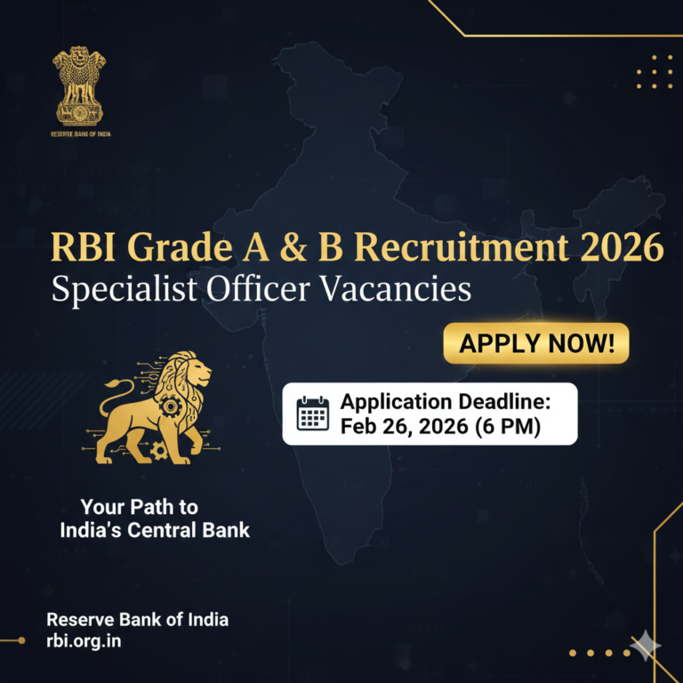 RBI Grade A & B Recruitment 2026: Specialist Officer Vacancies Announced – Apply Now!