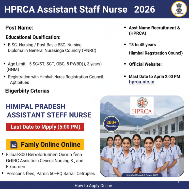 HPRCA Assistant Staff Nurse Recruitment 2026: Apply Before March 5 – Your Chance for Govt Jobs in HP!