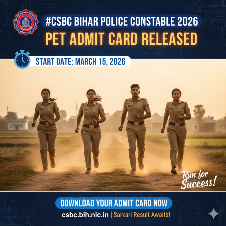 CSBC Bihar Police Constable Recruitment 2026: PET Admit Card Released – Download Now!