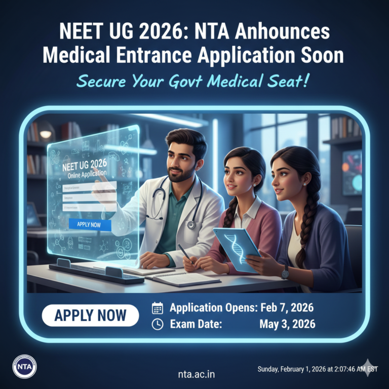 NEET UG 2026: NTA Announces Medical Entrance Application Soon – Secure Your Govt Medical Seat!