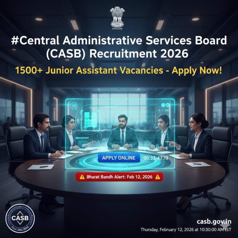 Central Administrative Services Board (CASB) Recruitment 2026: 1500+ Junior Assistant Vacancies – Apply Now!