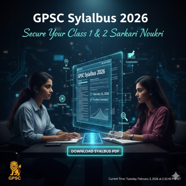 GPSC Recruitment 2026: 279 Class 1 & 2 Government Posts Open – Detailed Syllabus Breakdown Here !