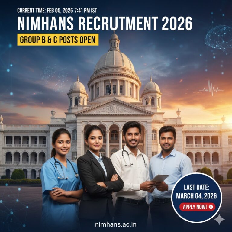 NIMHANS Recruitment 2026: Group B & C Posts Open – Apply Now!